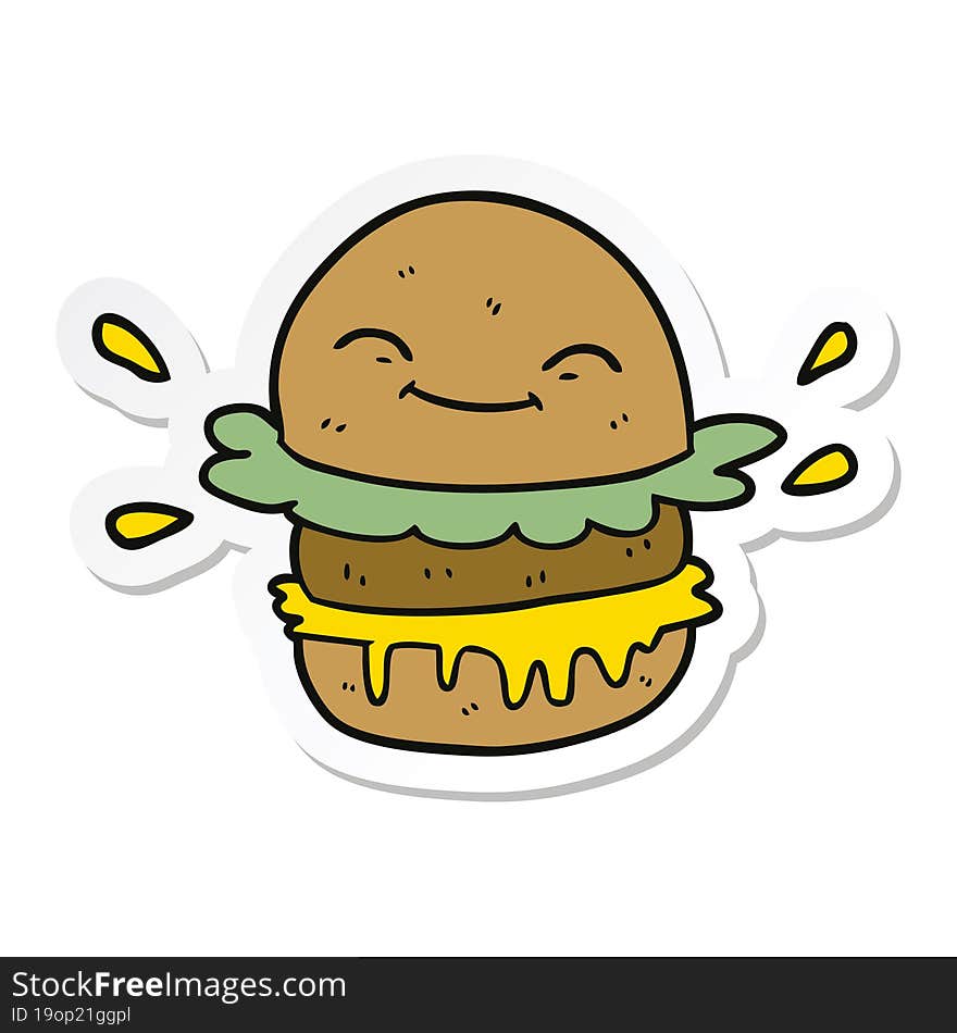 sticker of a cartoon fast food burger