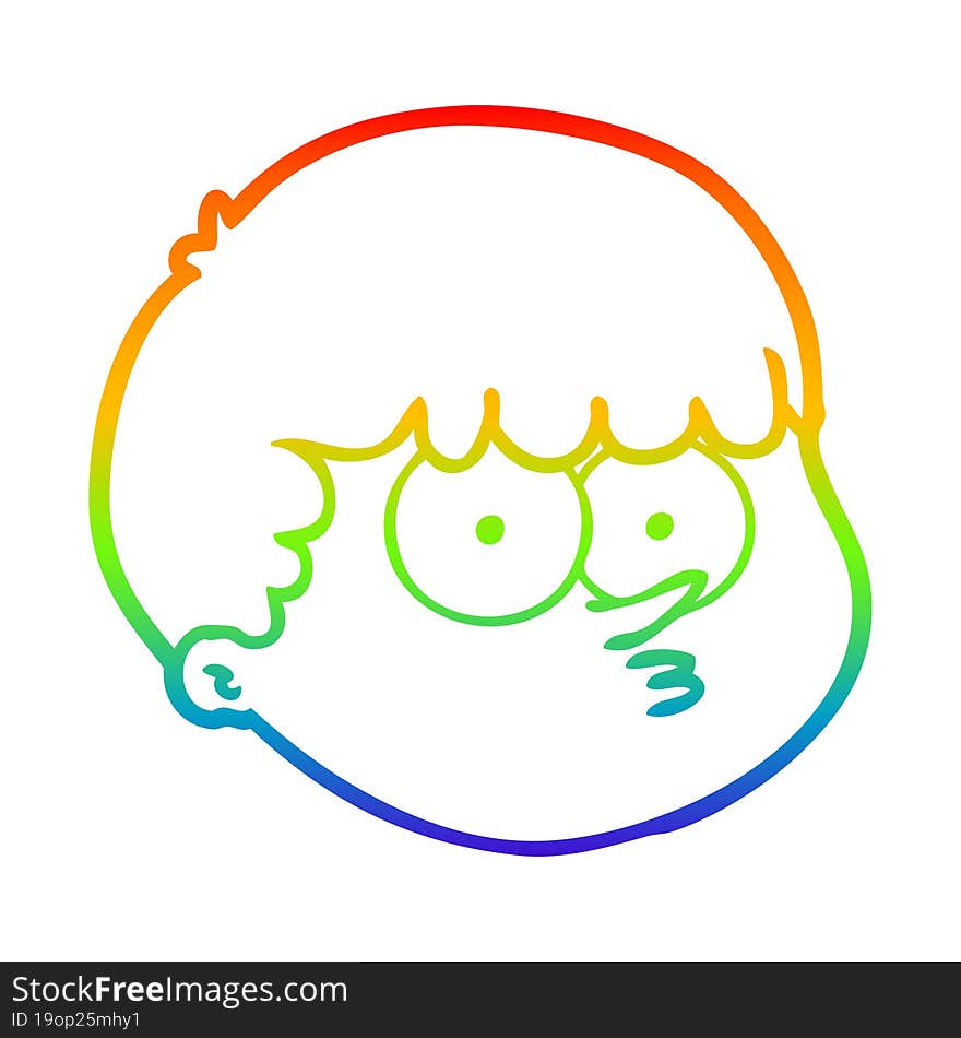 Rainbow Gradient Line Drawing Cartoon Male Face