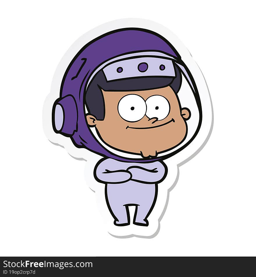 sticker of a happy astronaut cartoon