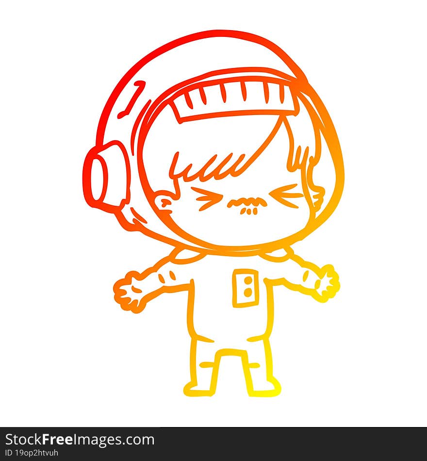 warm gradient line drawing cartoon astronaut woman