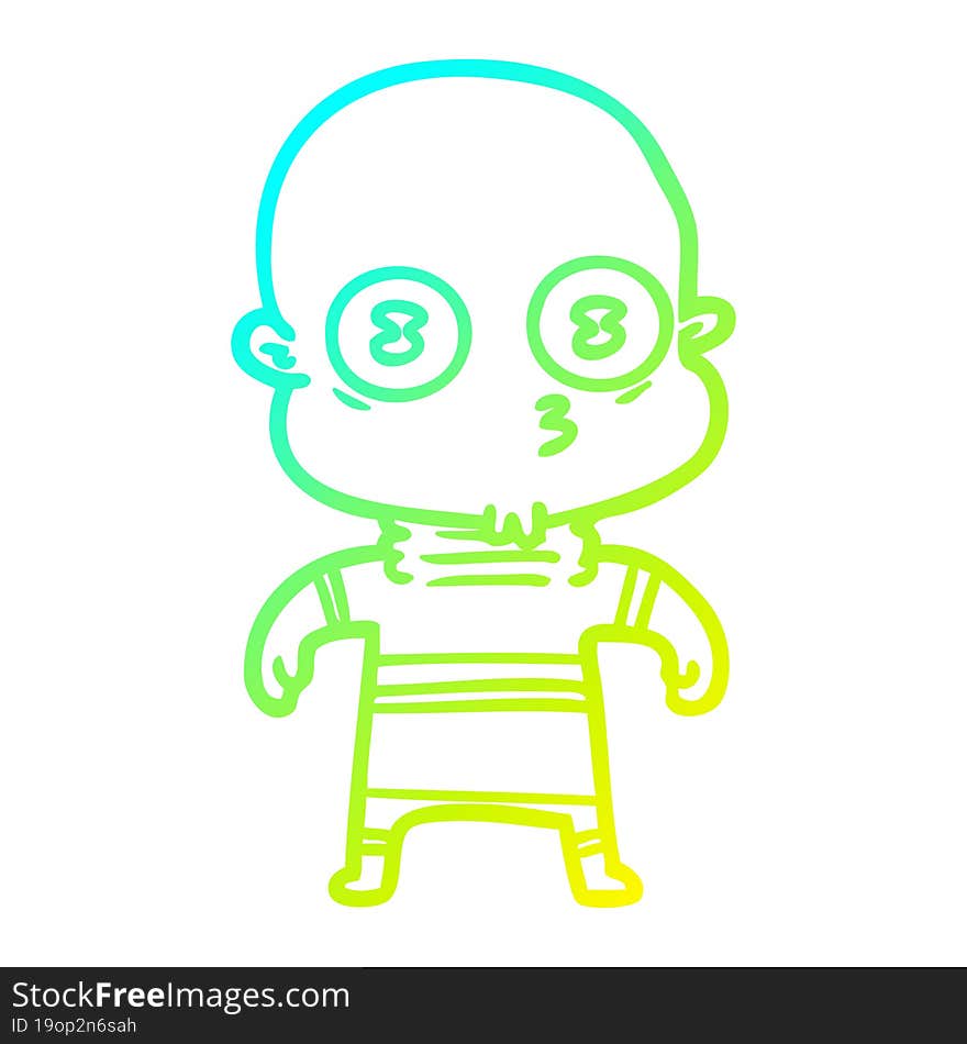 Cold Gradient Line Drawing Cartoon Weird Bald Spaceman