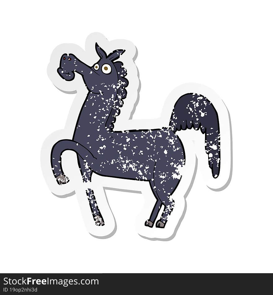 retro distressed sticker of a funny cartoon horse