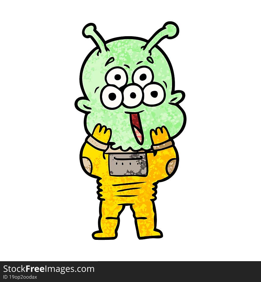 happy cartoon alien. happy cartoon alien