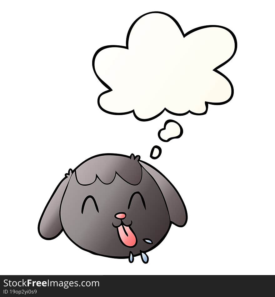 cartoon dog face with thought bubble in smooth gradient style