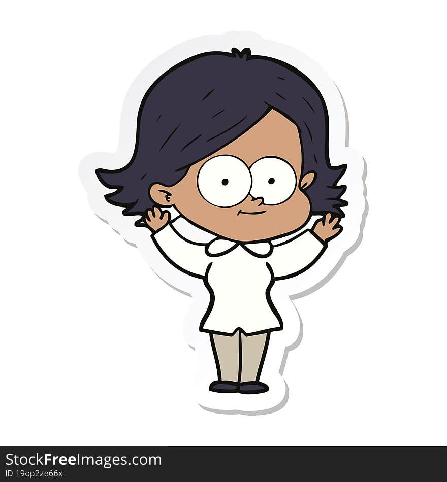 sticker of a happy cartoon girl