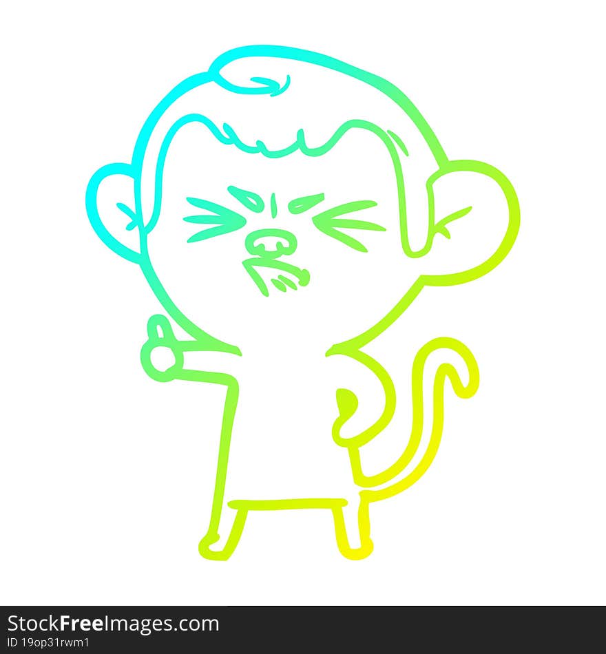 cold gradient line drawing cartoon angry monkey