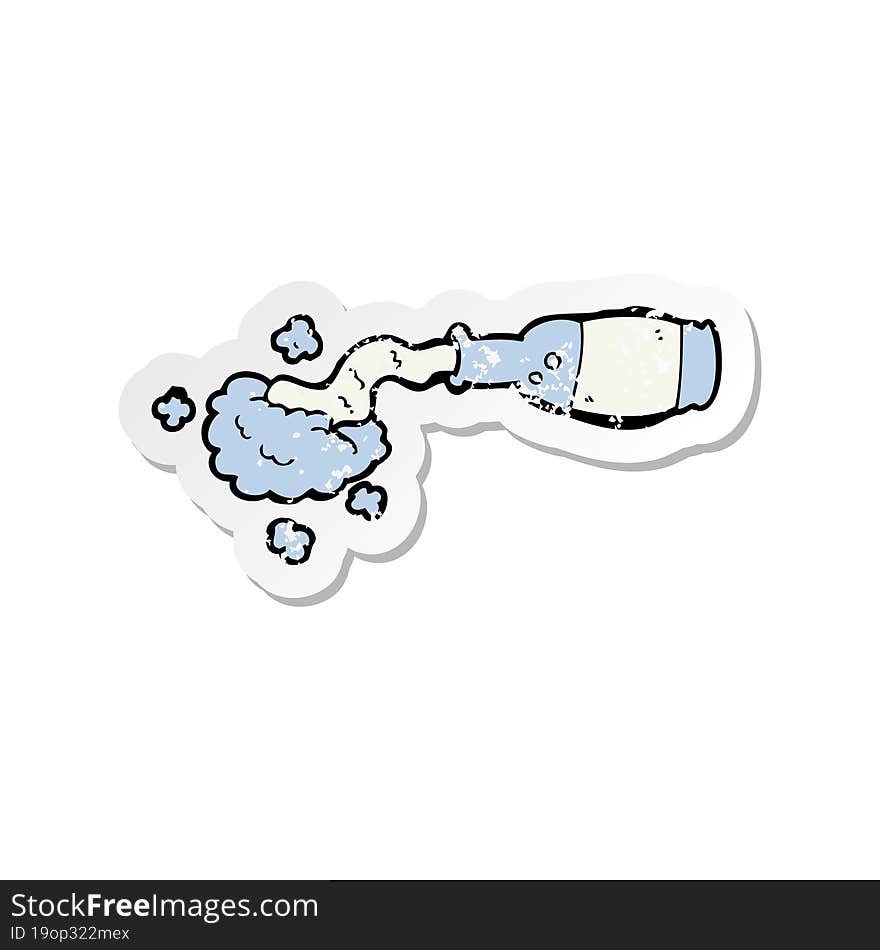 retro distressed sticker of a cartoon spilled bottle