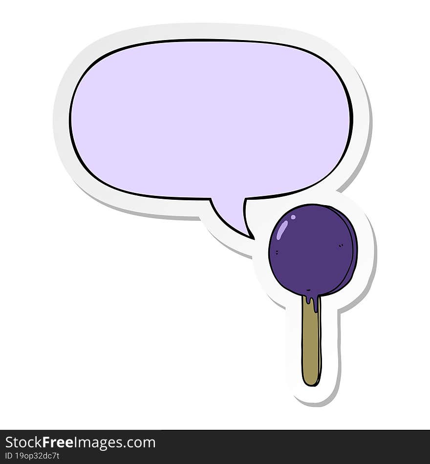 cartoon lollipop and speech bubble sticker