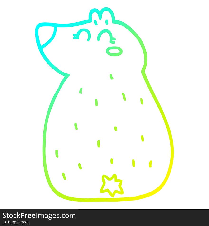 cold gradient line drawing cute cartoon bear