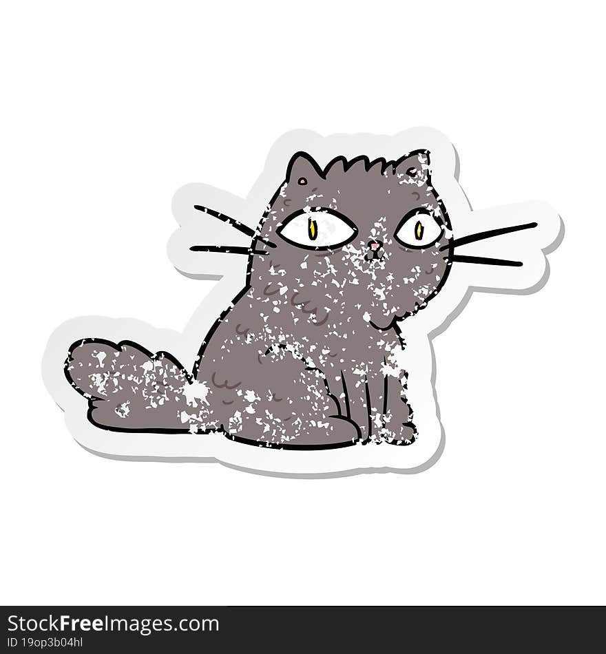 distressed sticker of a cartoon cat