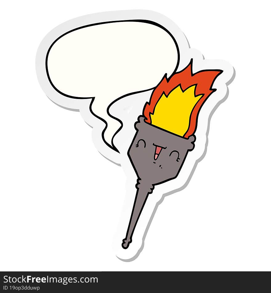 cartoon flaming chalice with speech bubble sticker