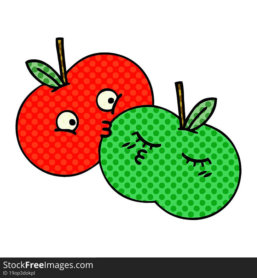 Comic Book Style Cartoon Apples