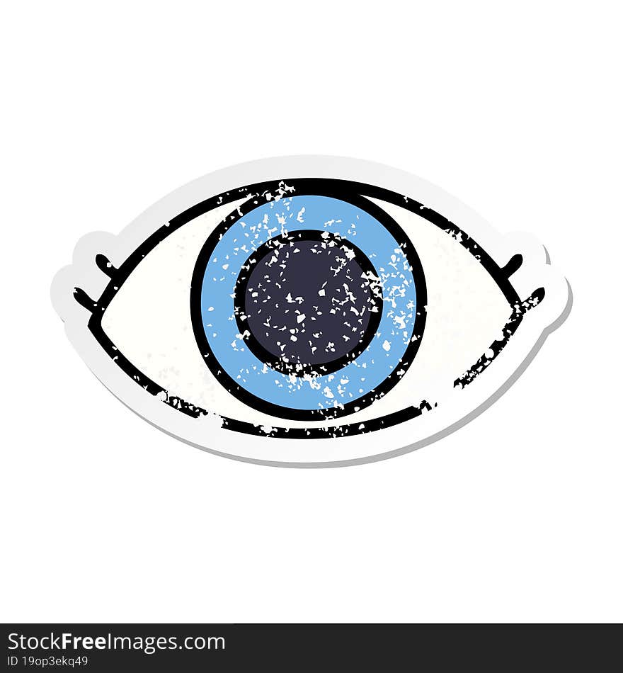 Distressed Sticker Of A Cute Cartoon Eye