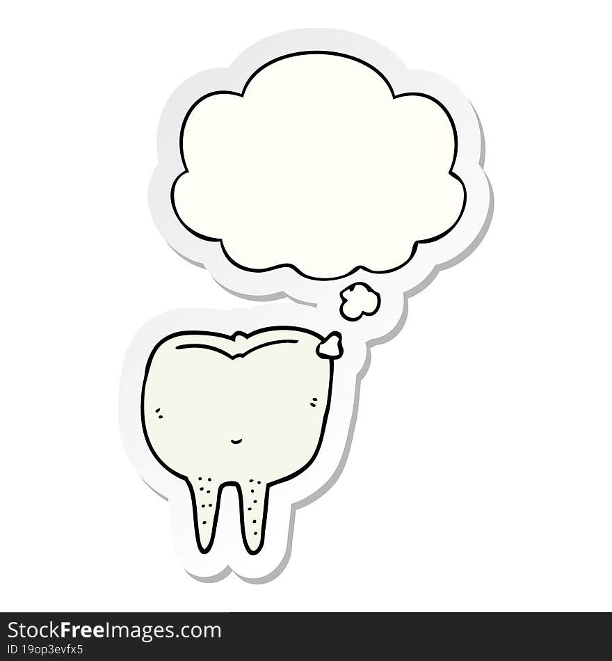 cartoon tooth and thought bubble as a printed sticker