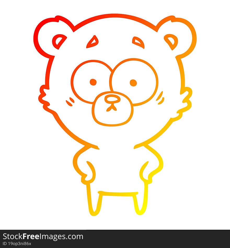 warm gradient line drawing surprised bear cartoon