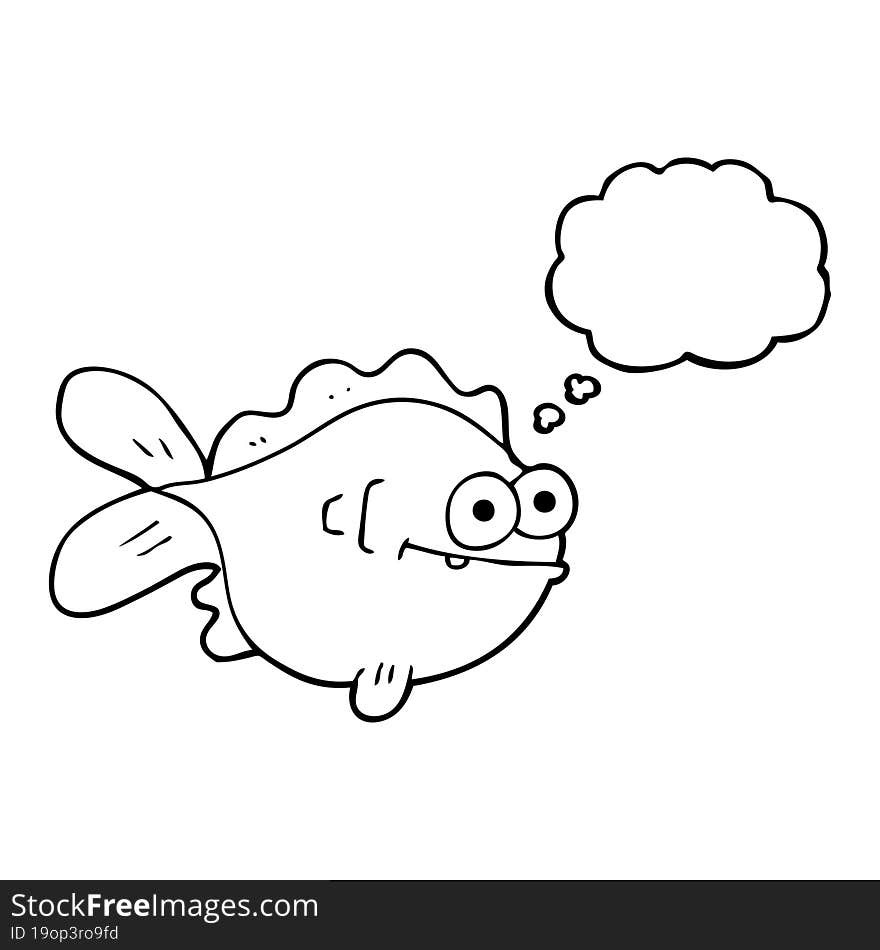 freehand drawn thought bubble cartoon fish