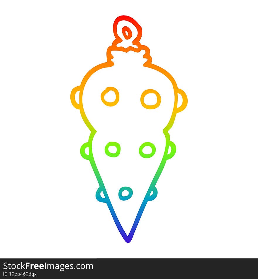 rainbow gradient line drawing of a cartoon christmas decoration