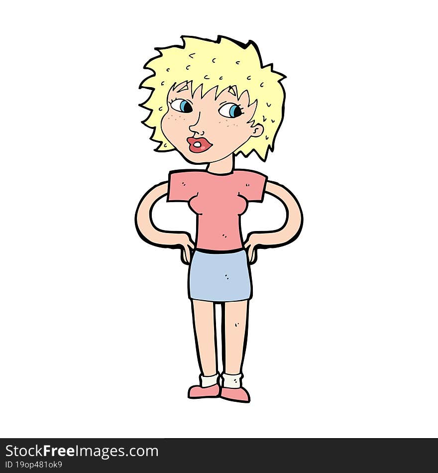 cartoon woman with hands on hips