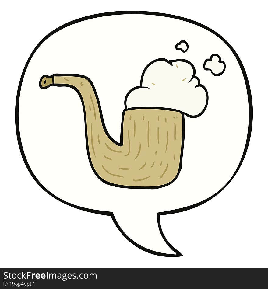 Cartoon Old Smoking Pipe And Speech Bubble