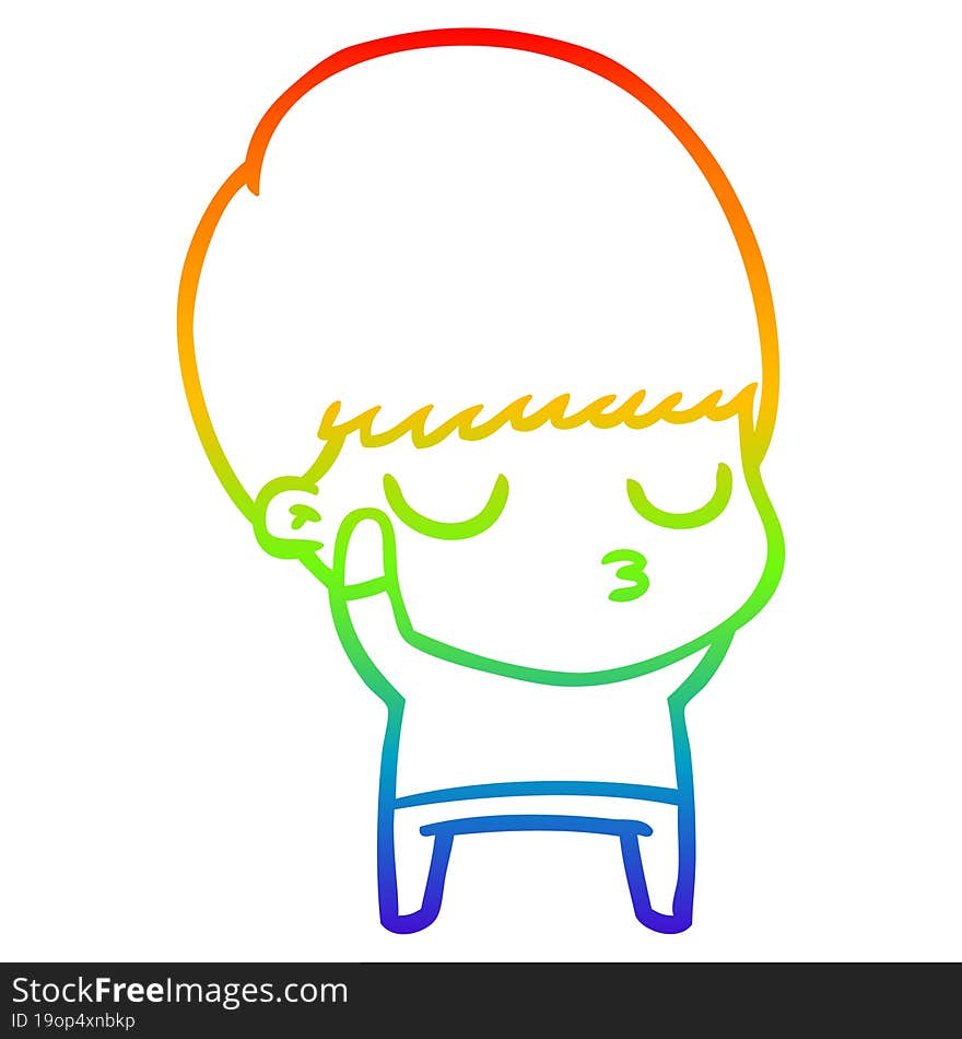 rainbow gradient line drawing cartoon calm boy