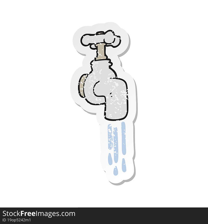 retro distressed sticker of a cartoon running faucet