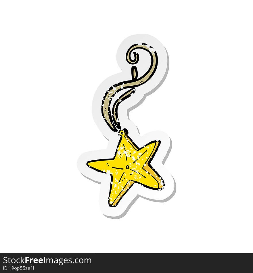 retro distressed sticker of a cartoon magic star necklace