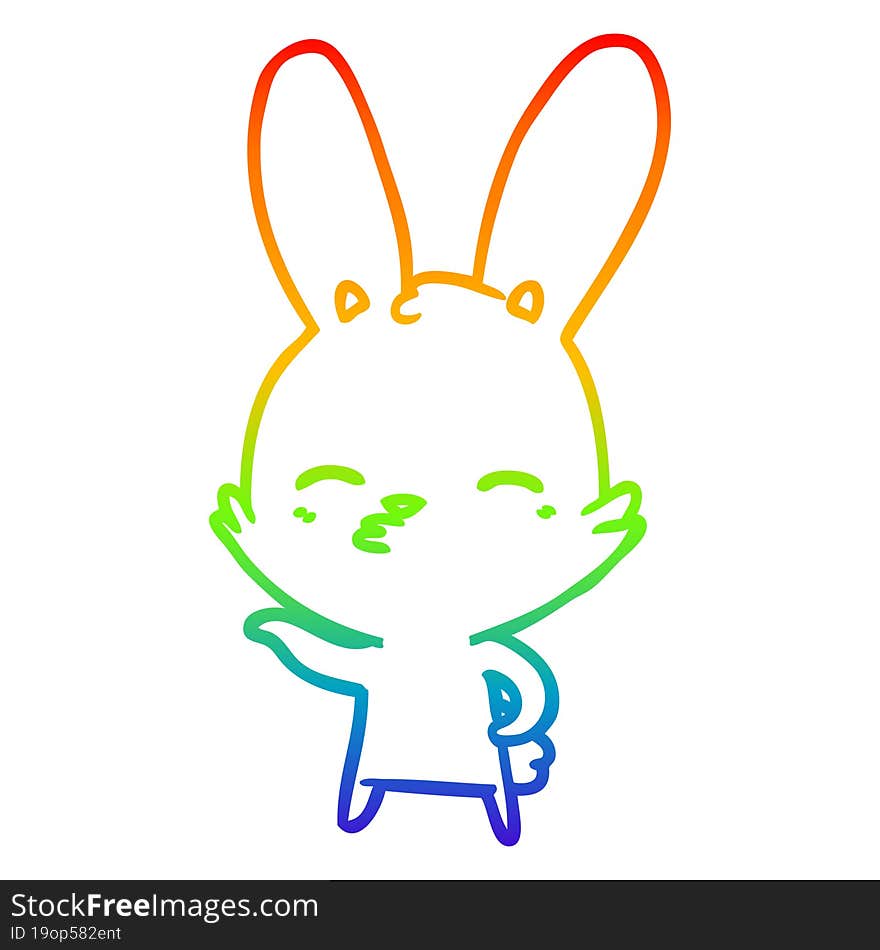 rainbow gradient line drawing curious bunny cartoon