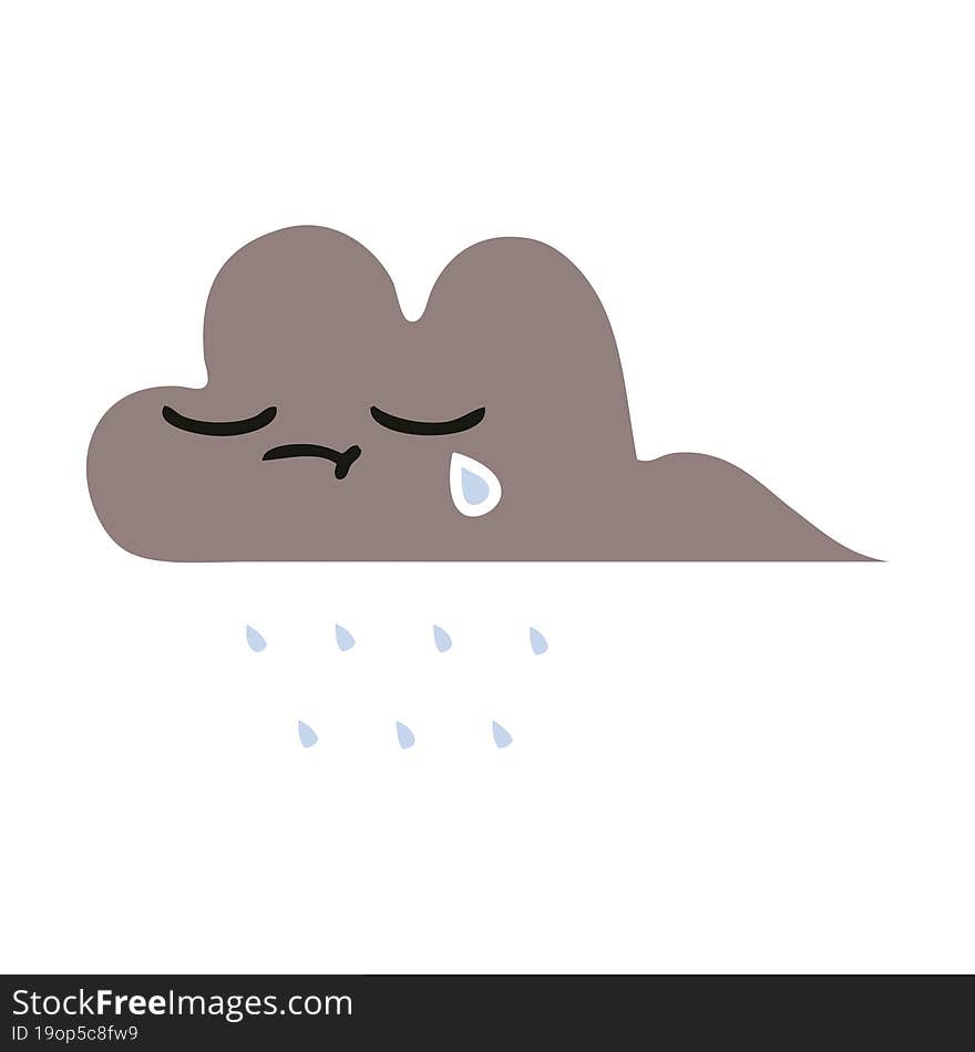 Flat Color Retro Cartoon Storm Rain Cloud