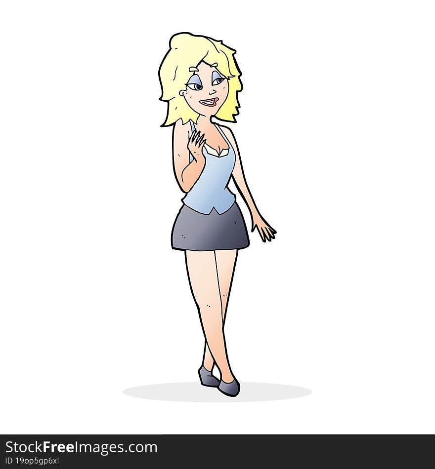 cartoon attractive office woman