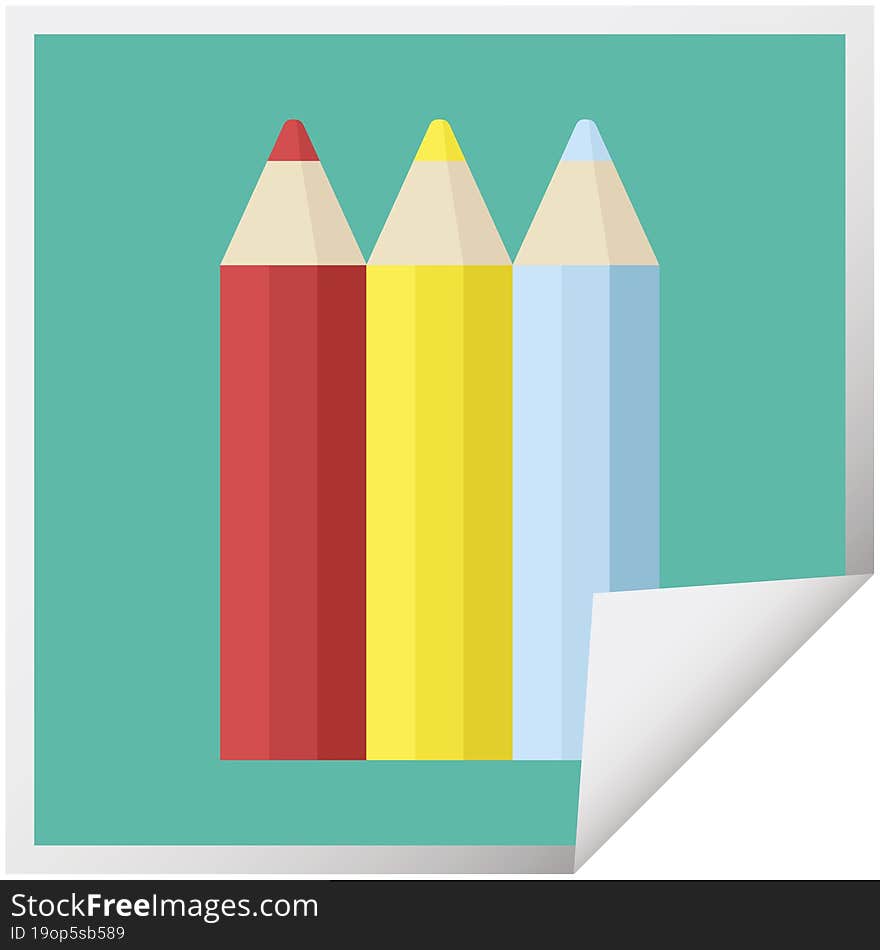 Color Pencils Graphic Square Sticker