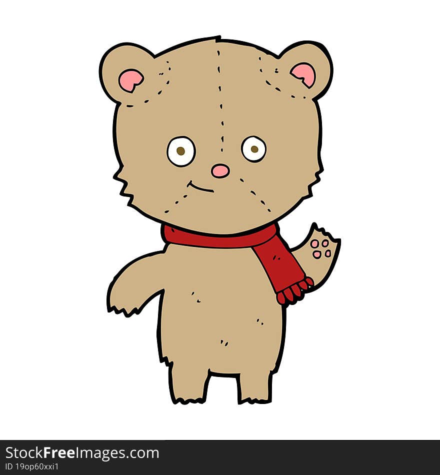 Cartoon Teddy Bear Waving