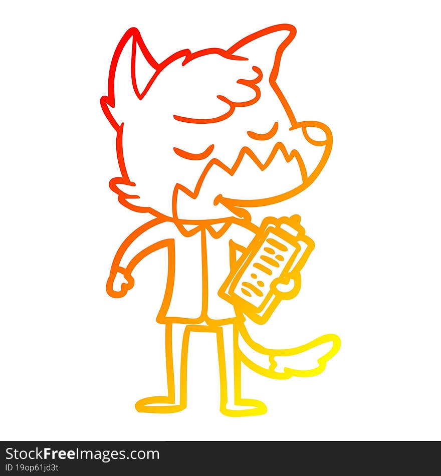 Warm Gradient Line Drawing Friendly Cartoon Fox Manager