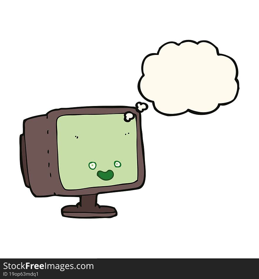 Cartoon Computer Screen With Thought Bubble