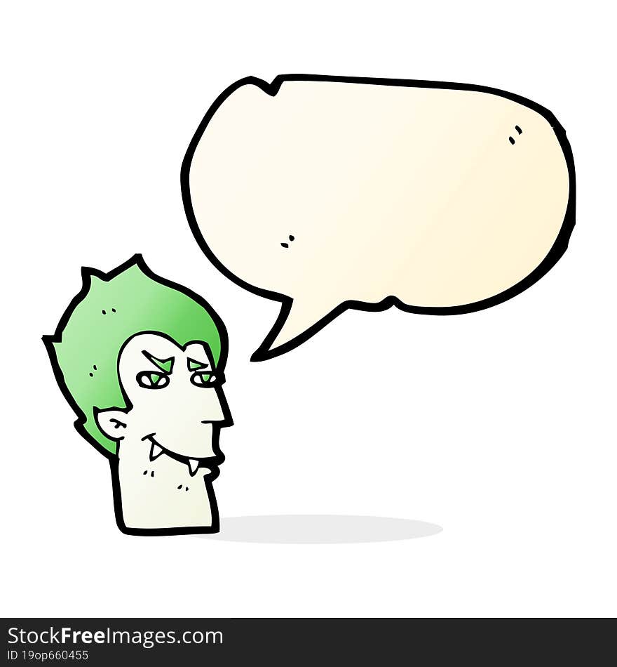 cartoon vampire face with speech bubble