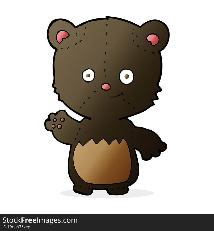 cartoon little black bear waving