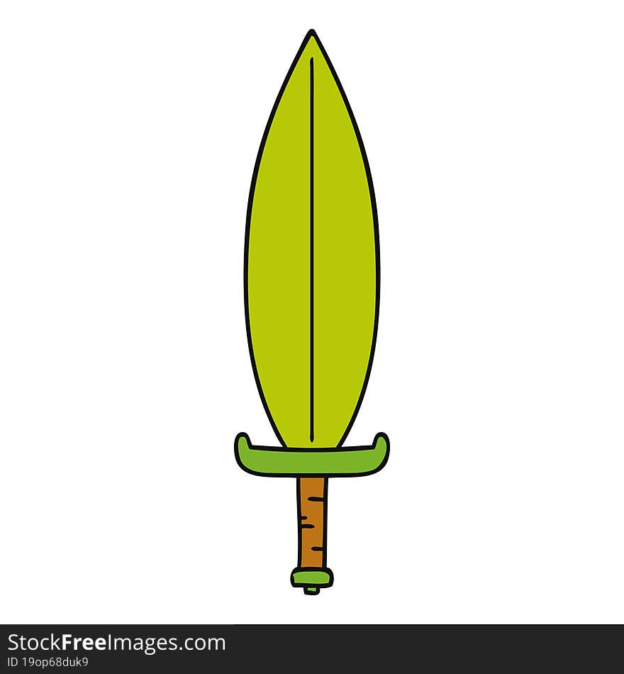 Cartoon Doodle Of A Magic Leaf Knife