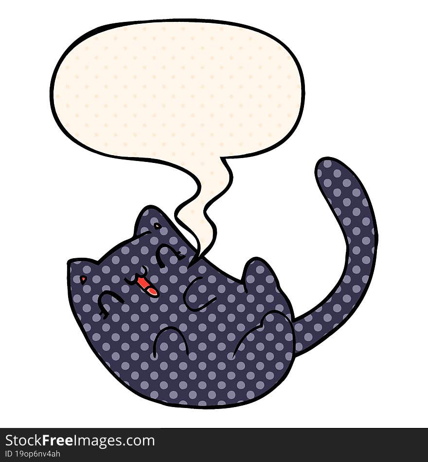 cartoon cat with speech bubble in comic book style