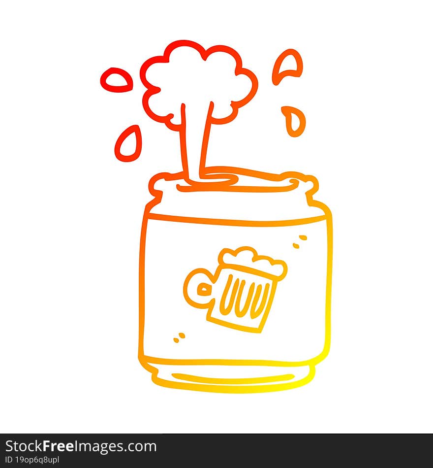 Warm Gradient Line Drawing Cartoon Can Of Beer