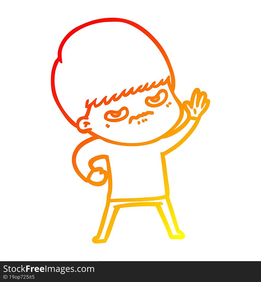 warm gradient line drawing angry cartoon boy