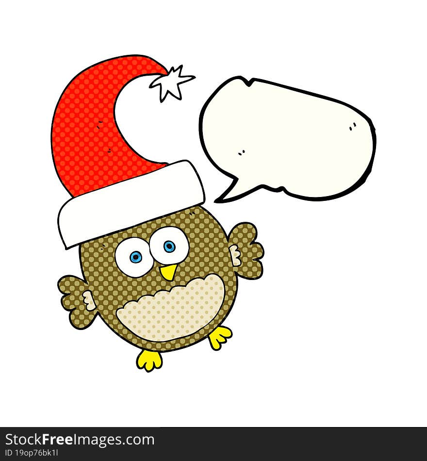 comic book speech bubble cartoon little christmas owl