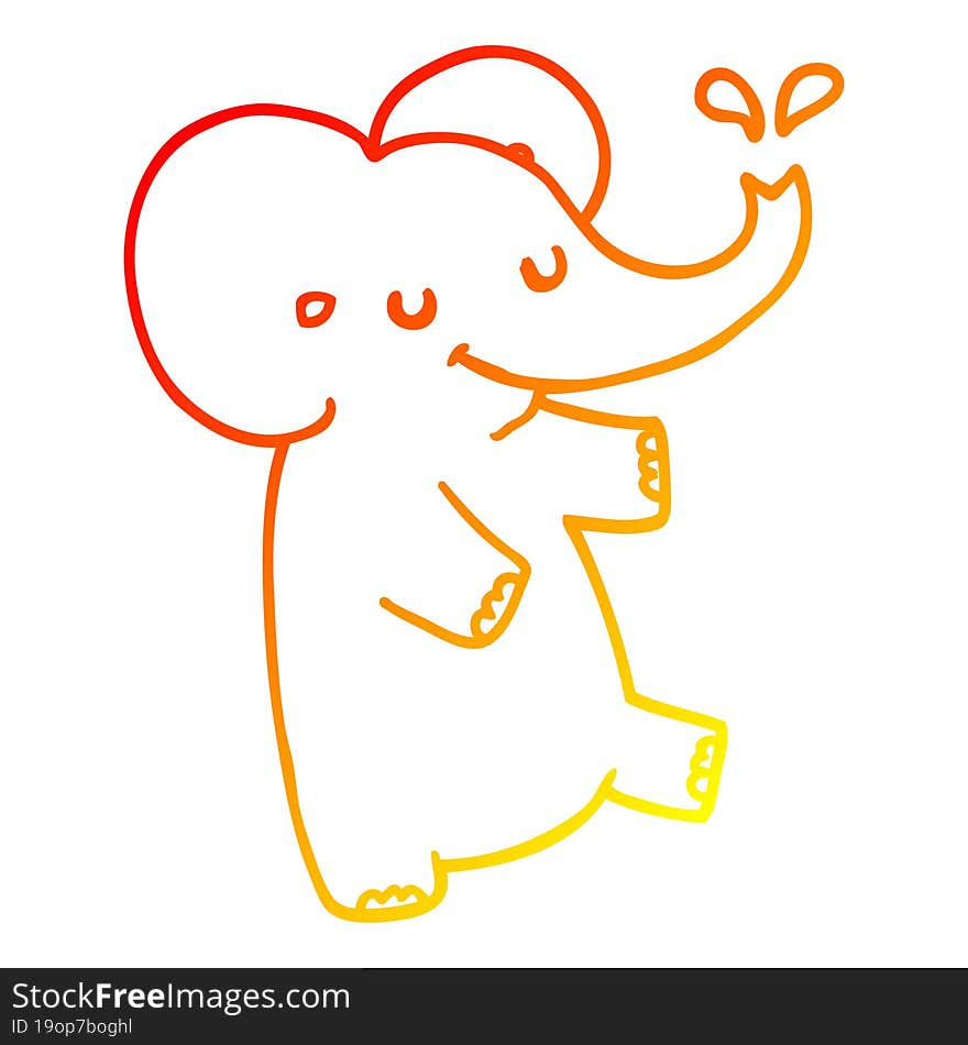 warm gradient line drawing cartoon dancing elephant