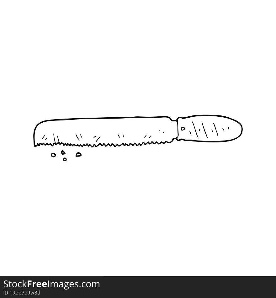 black and white cartoon bread knife