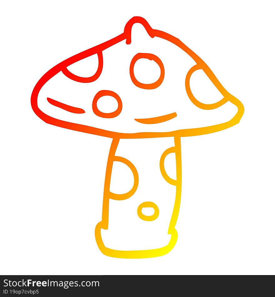 warm gradient line drawing cartoon toadstool