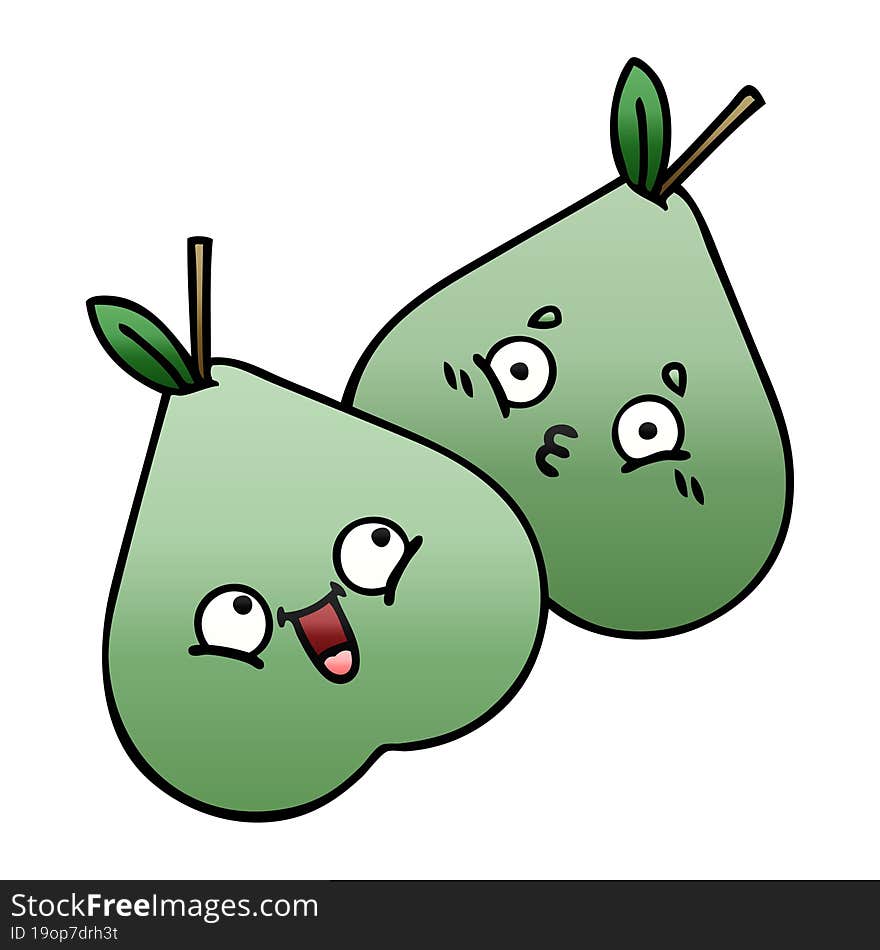 gradient shaded cartoon green pear