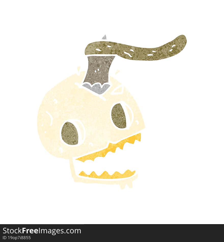 Retro Cartoon Axe In Skull