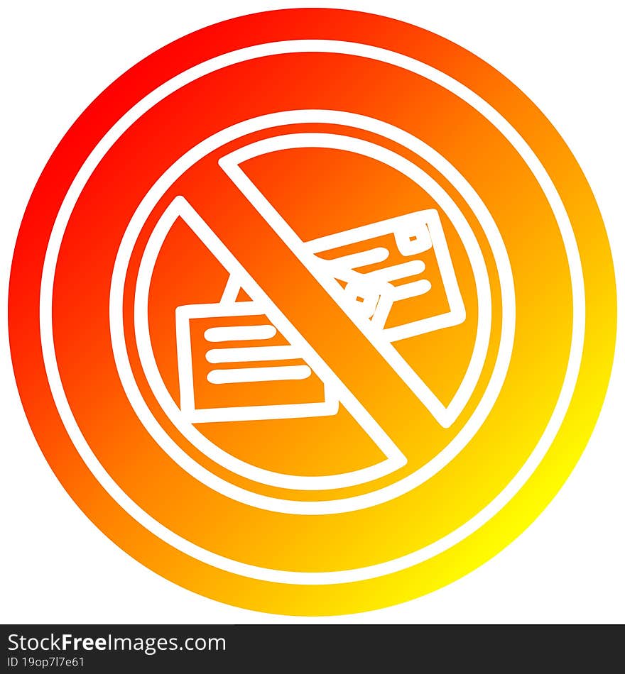 no mail circular icon with warm gradient finish. no mail circular icon with warm gradient finish