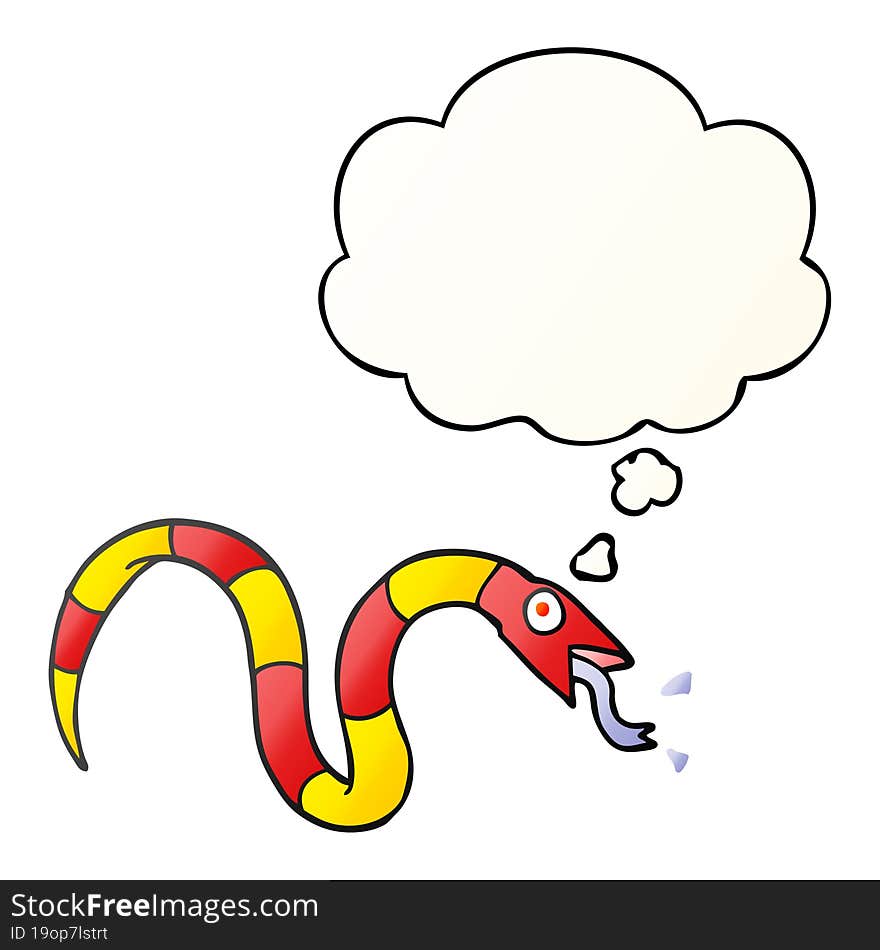 cartoon snake and thought bubble in smooth gradient style