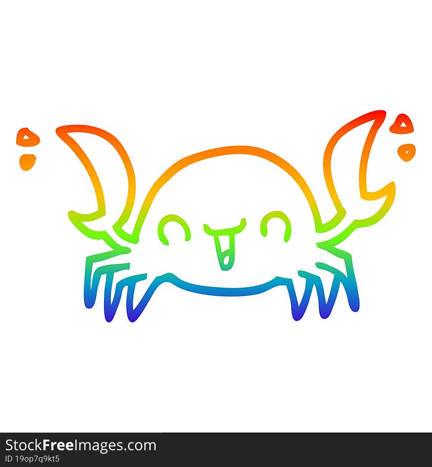 rainbow gradient line drawing cartoon crab