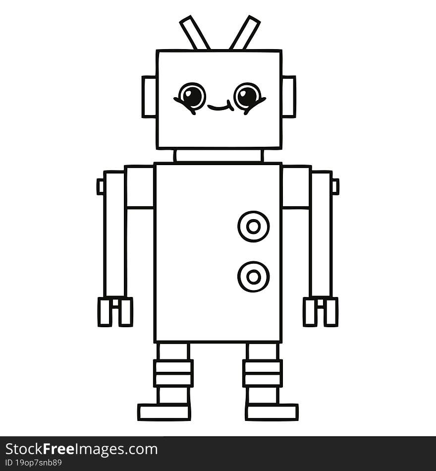 line drawing cartoon of a robot. line drawing cartoon of a robot