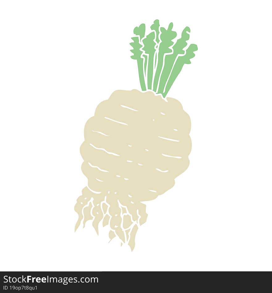 flat color illustration of a cartoon turnip